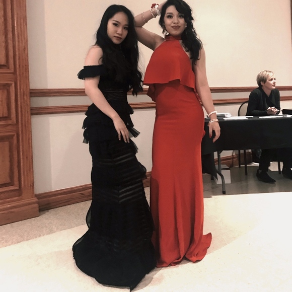 BCBGMAXAZRIA Elora Off-Shoulder Black Gown - Picture 2 of 5